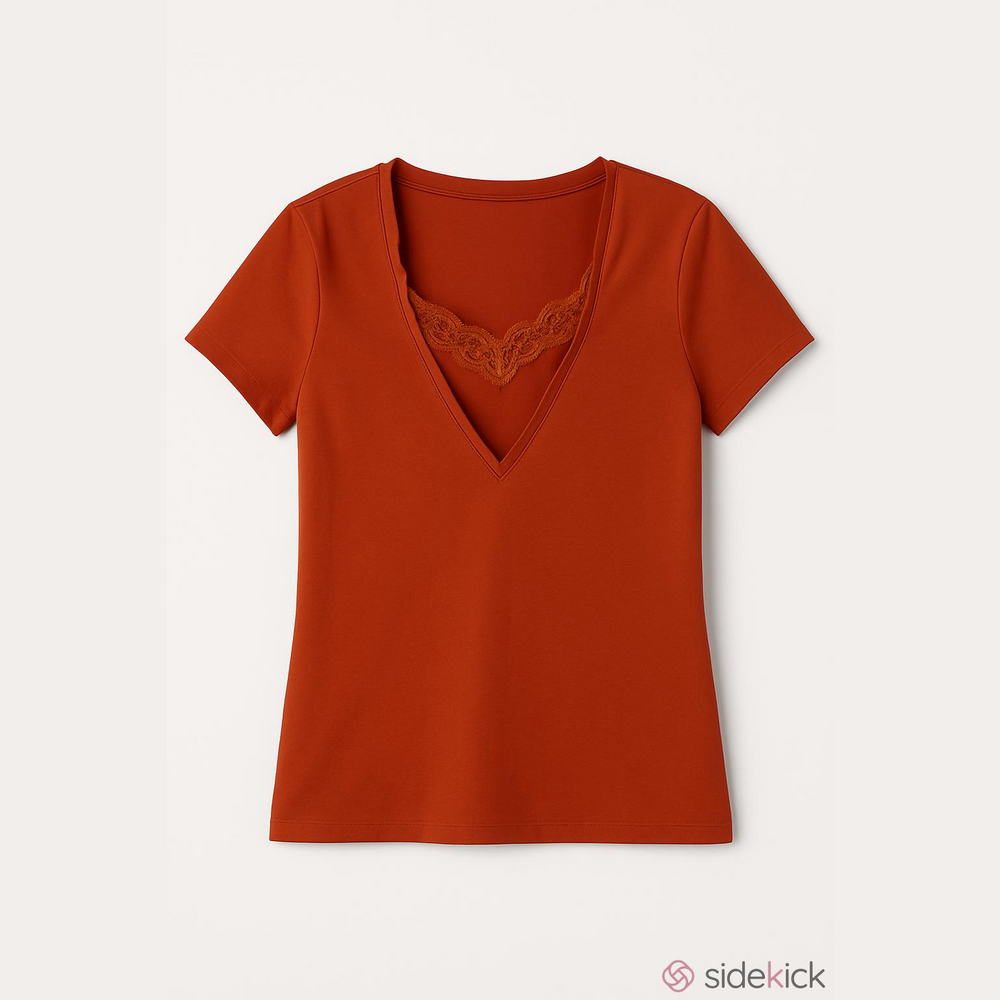 Venezia Burnt Orange V-Neck Tee